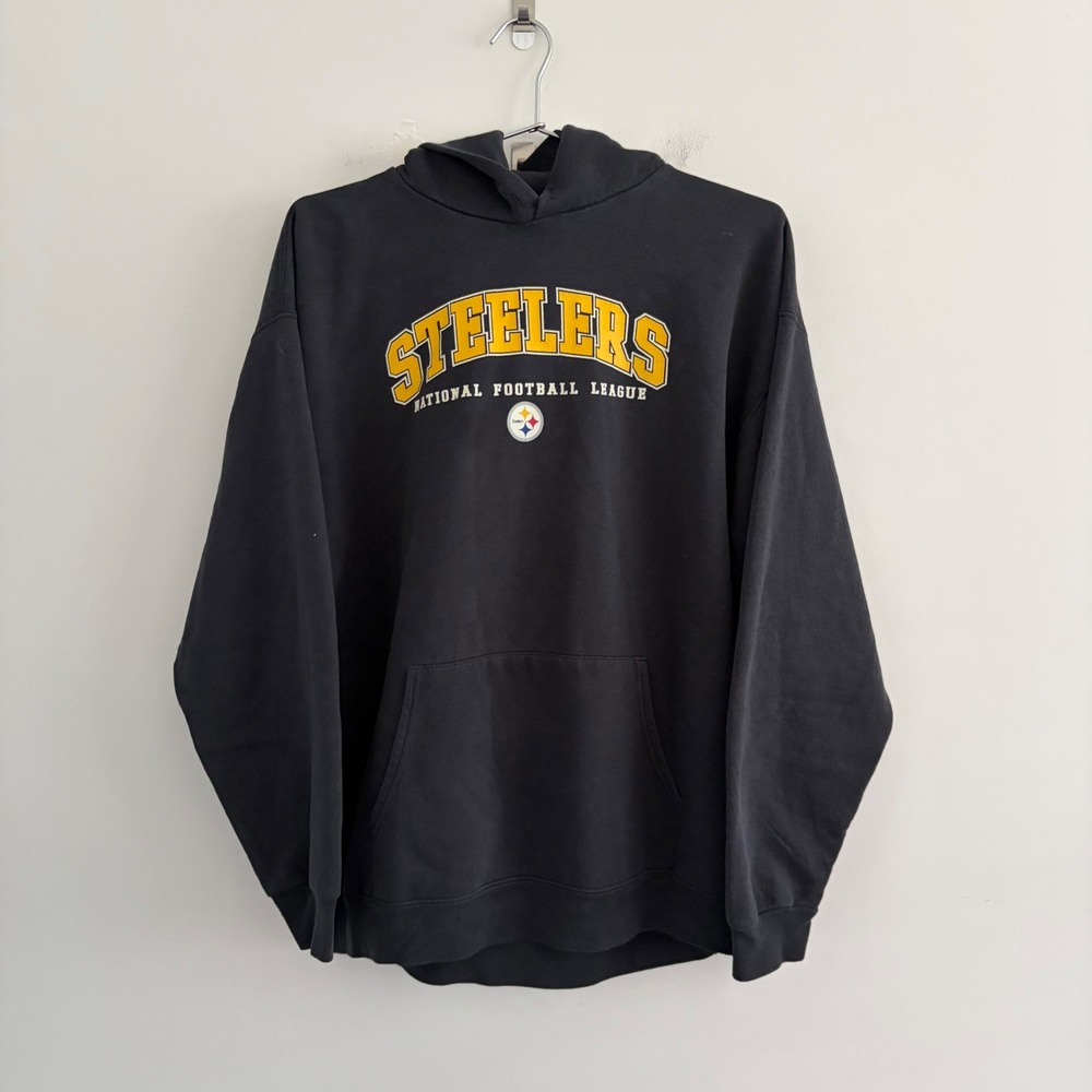 NFL Team Apparel Pittsburgh Steelers Hoodie Black Large Pullover Sweatshirt